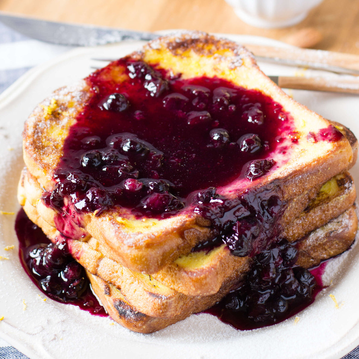 French toast with blueberry compôte recipe Old Beach Berries