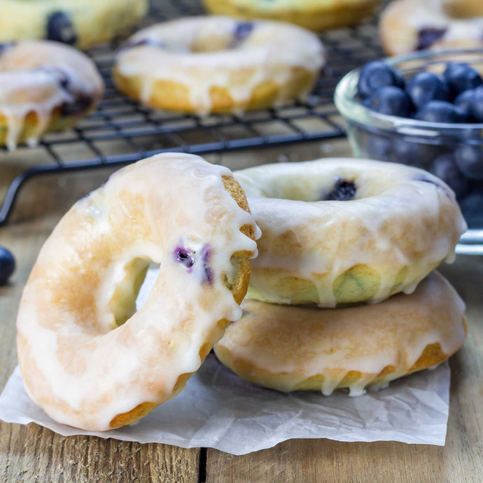 Baked blueberry donuts